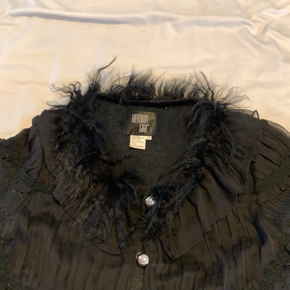 Uptown Girl Sweater,  Black knitted fabric ,  sheer detail, Medium. - Picture 8 of 10